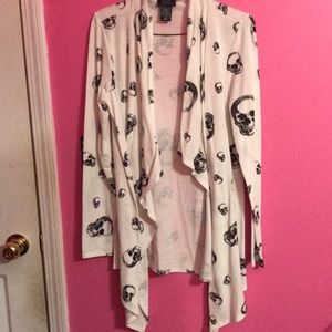 White with Black skull pattern cardigan